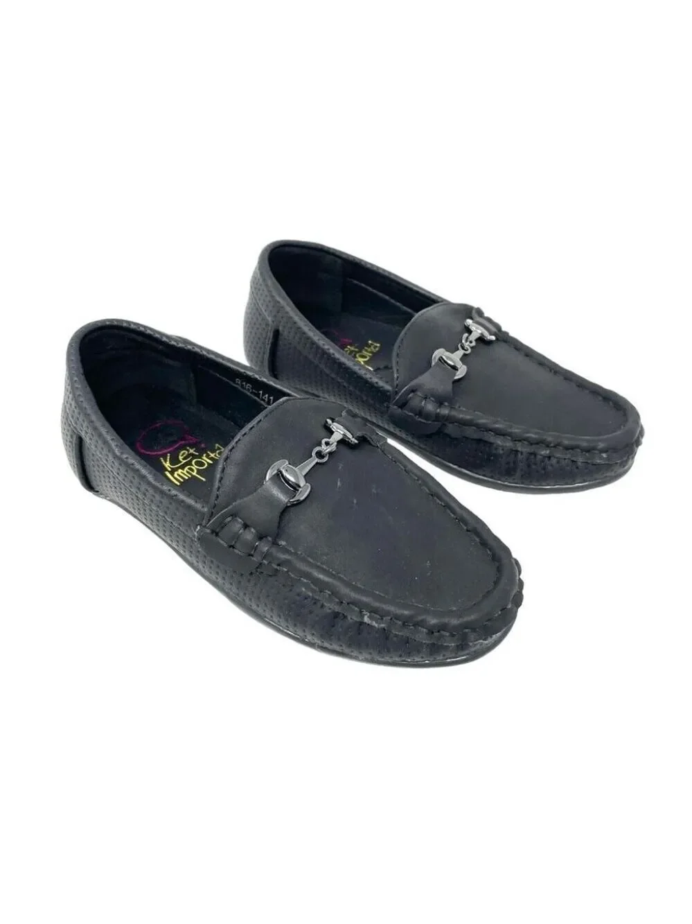 Ket Importa Black Peforated Horsebit Driving Loafers Size 25/ 9 (Little Boy)